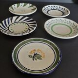 Dinette series of five flat plates in earthenware XXth