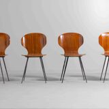 Set of four plywood 'Lulli' chairs by Carlo Ratti, Italy, 1950s