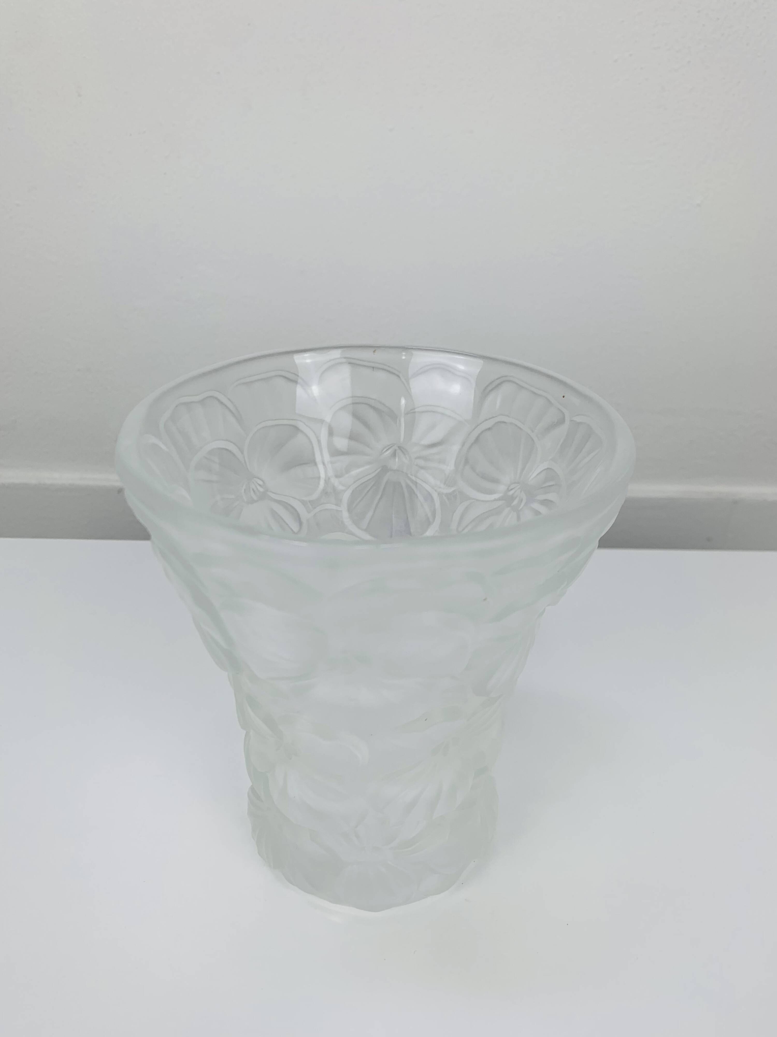 Vase "pansies" by Josef Inwald, molded pressed glass, art deco