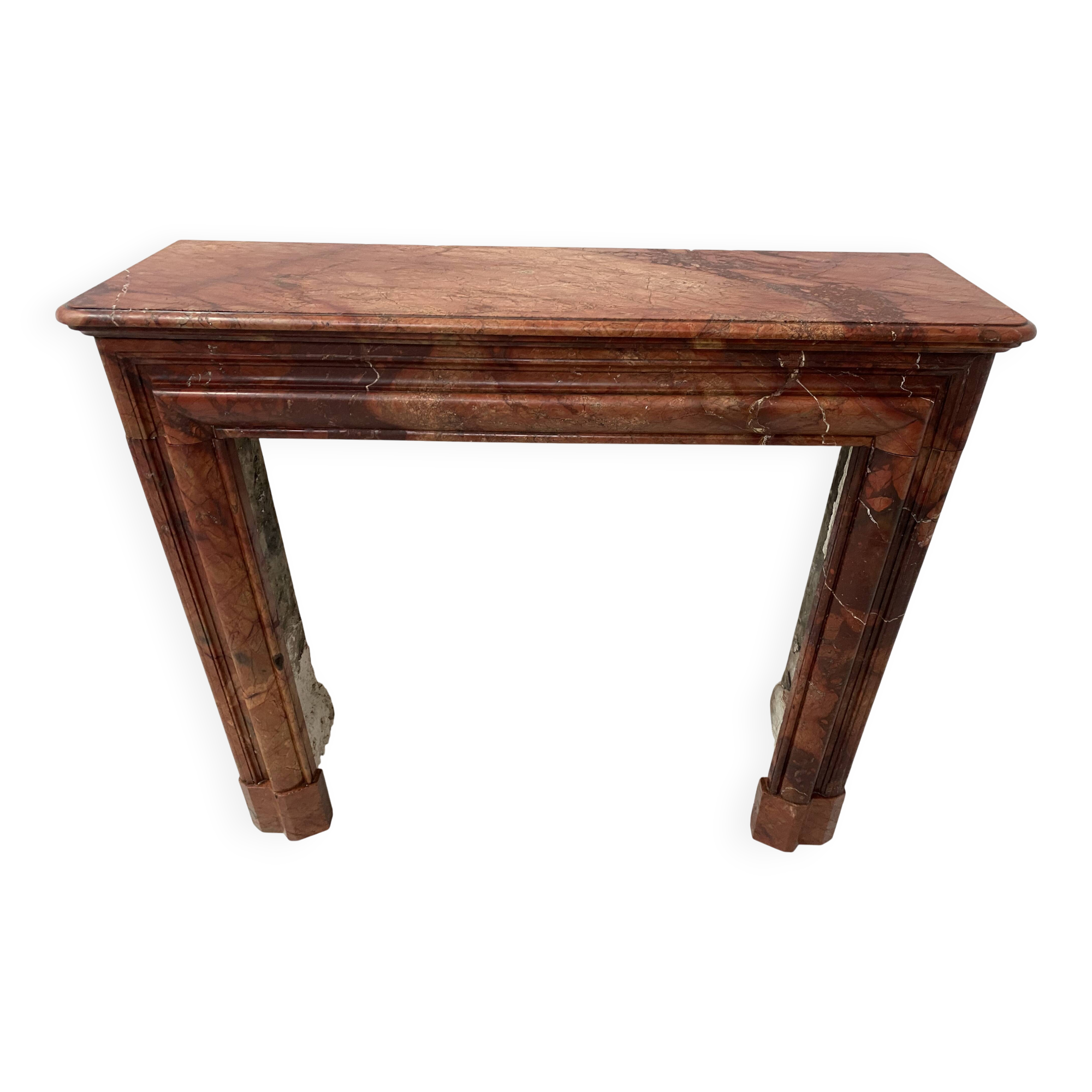 Louis Philippe fireplace in red breccia marble, 19th century