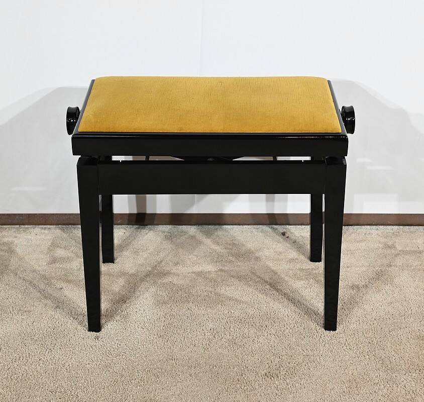 Adjustable Piano Bench, in Black Lacquered Wood – 1970
