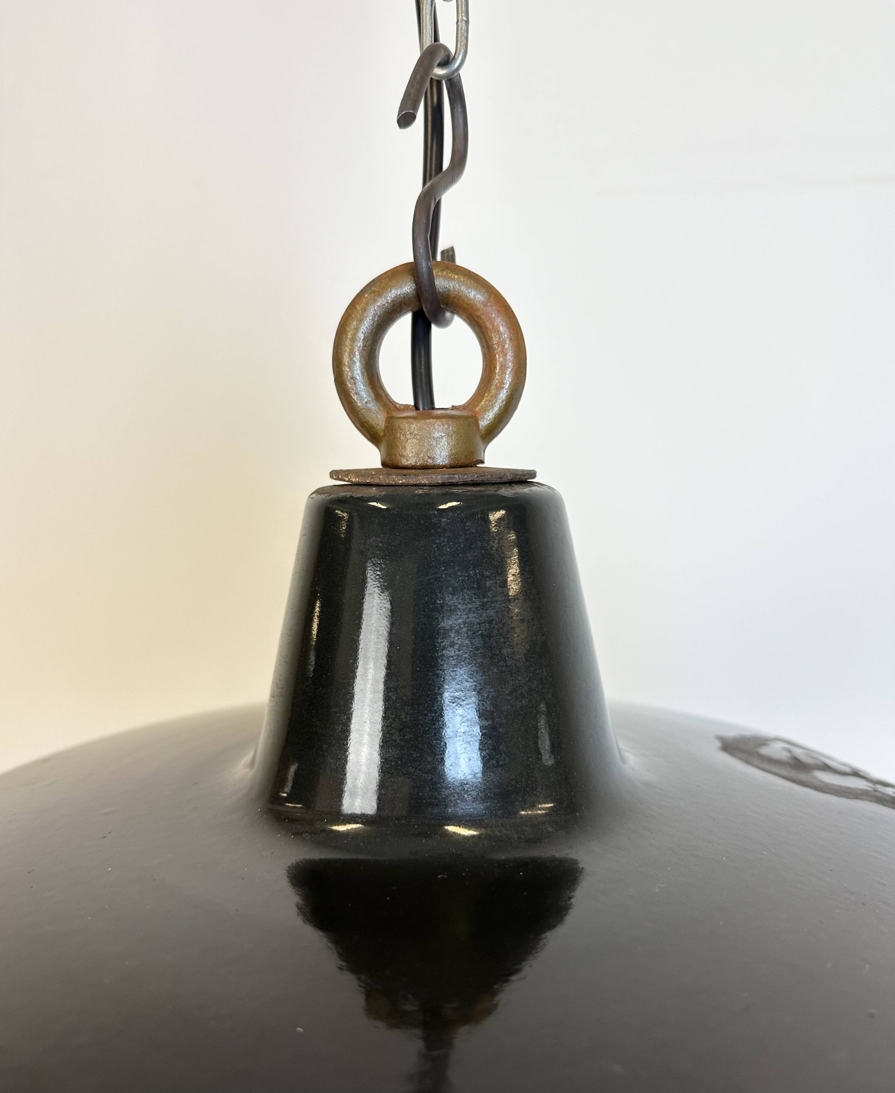 Black enamel industrial pendant lamp, 1950s