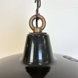 Black enamel industrial pendant lamp, 1950s