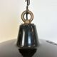 Black enamel industrial pendant lamp, 1950s