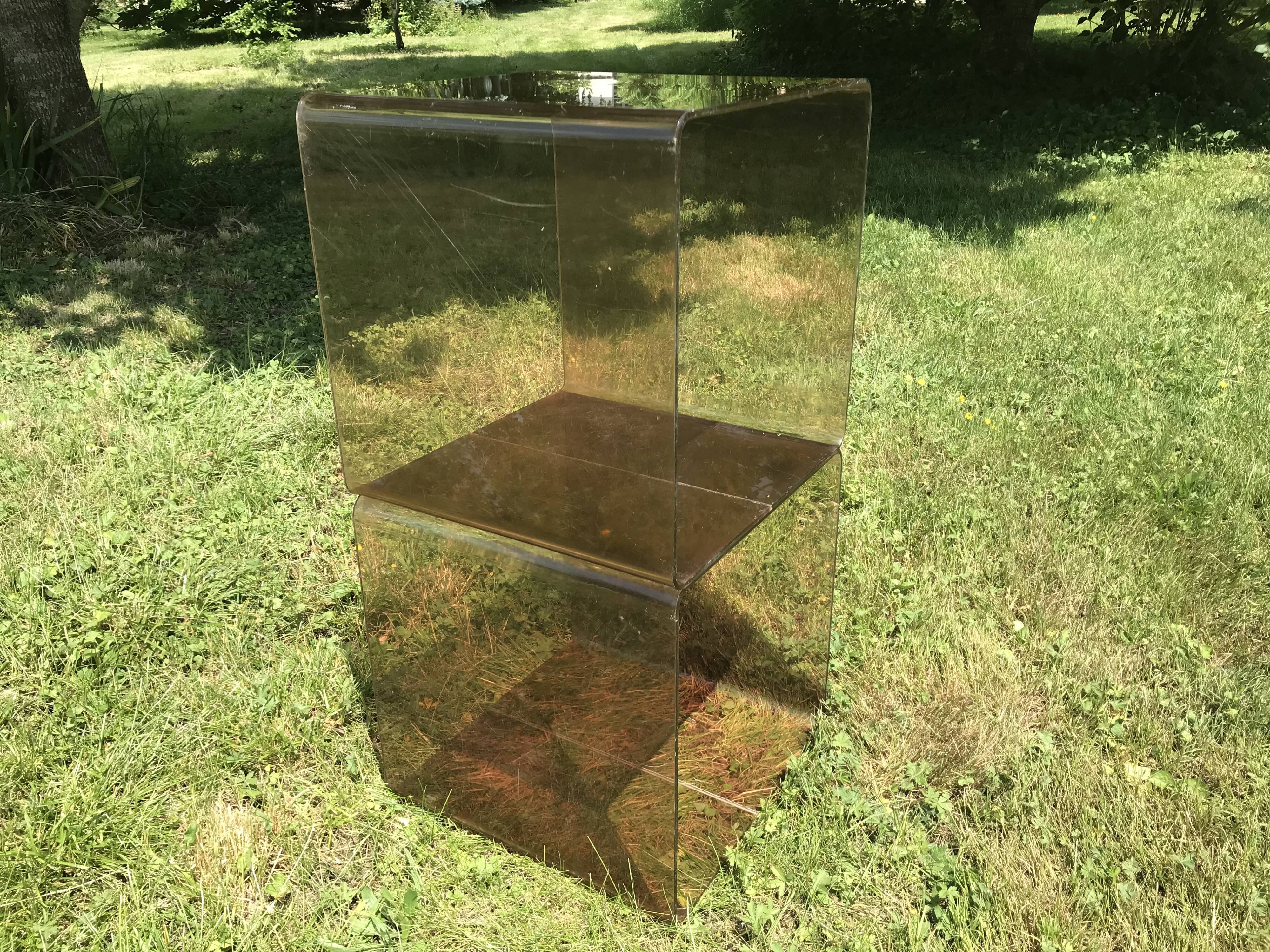 Pair of bedside tables in plexiglass smoked 70