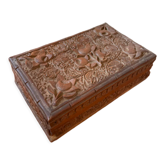 Carved wooden box