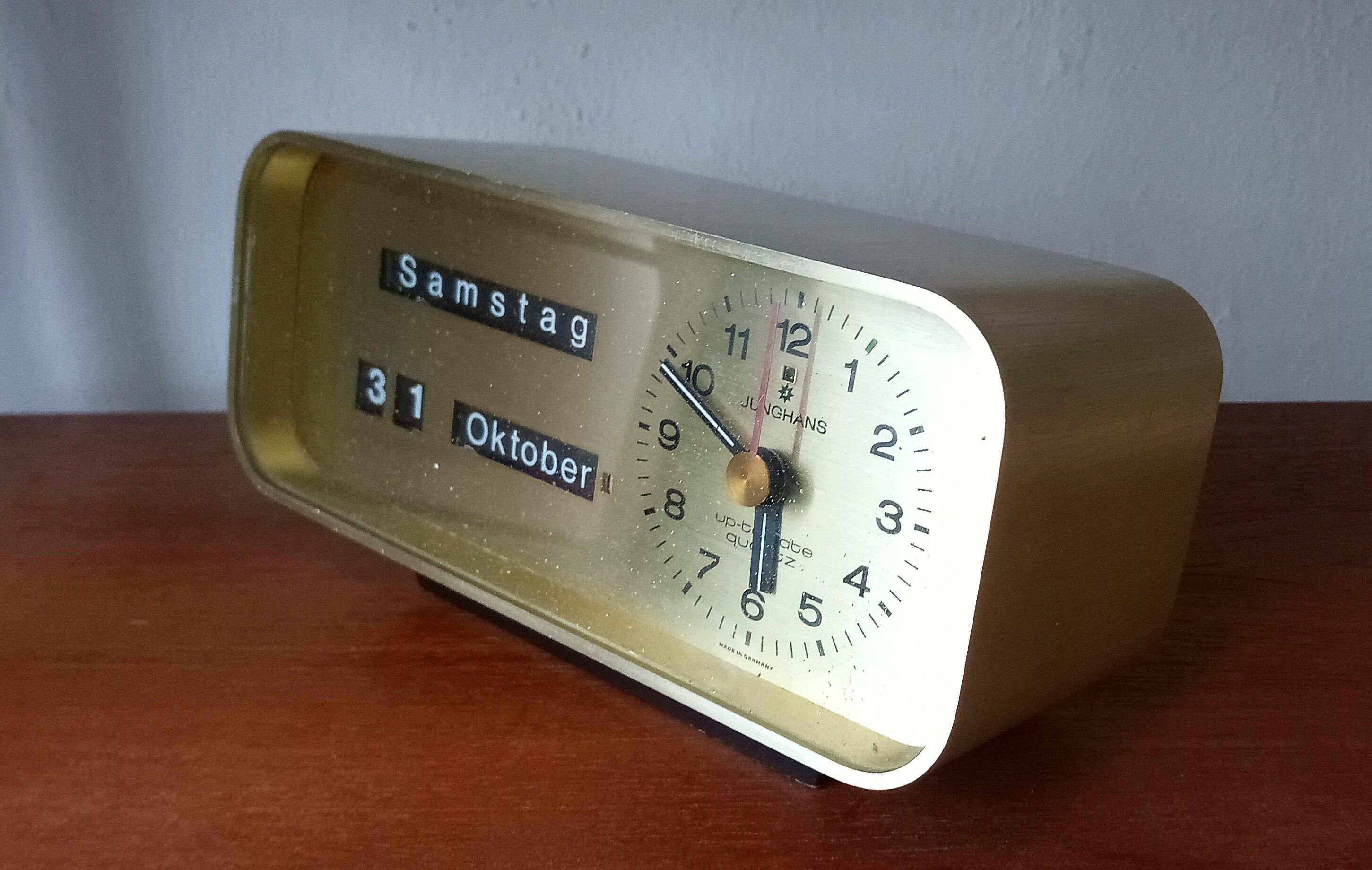 Rare table clock by Junghans , germany 70s