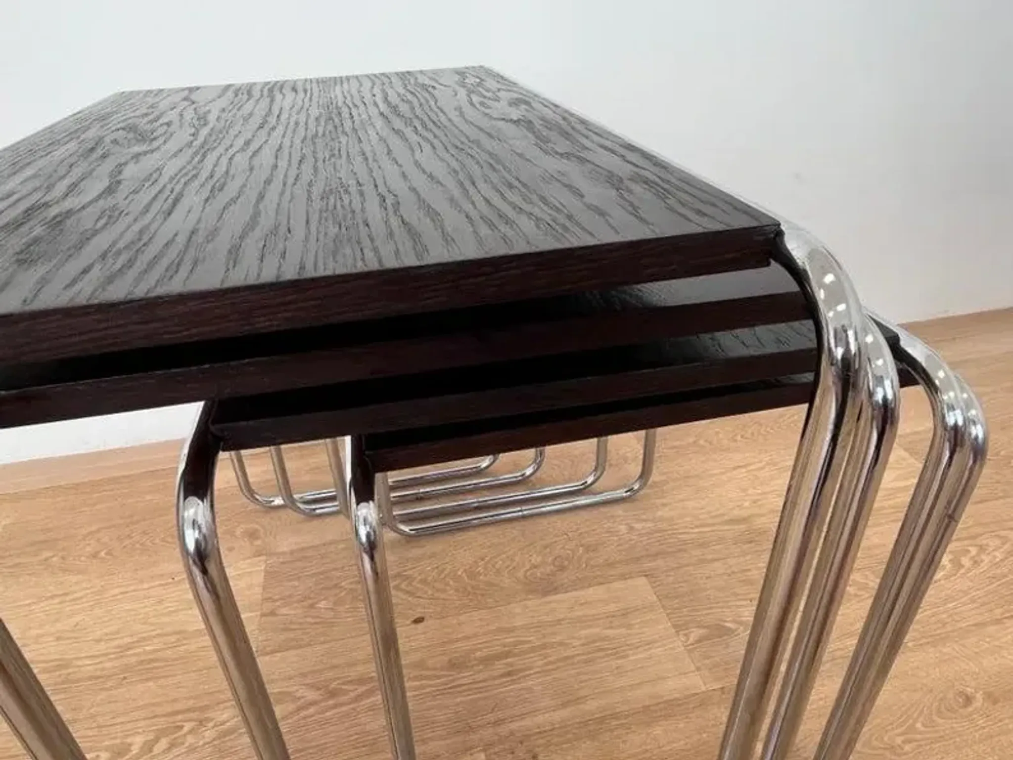 Rare Bauhaus chrome Nesting Tables B9, Marcel Breuer-1940s