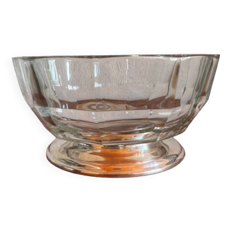 Glass fruit bowl with a silver plated base