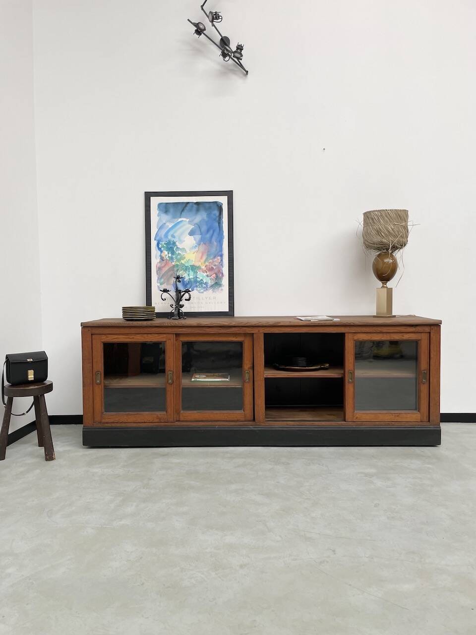 Enfilade de métier XXL chêne portes vitrées