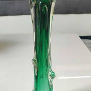 Murano glass art vase blown. Design in the shape of a trunk/floral base. Height 26 cm.