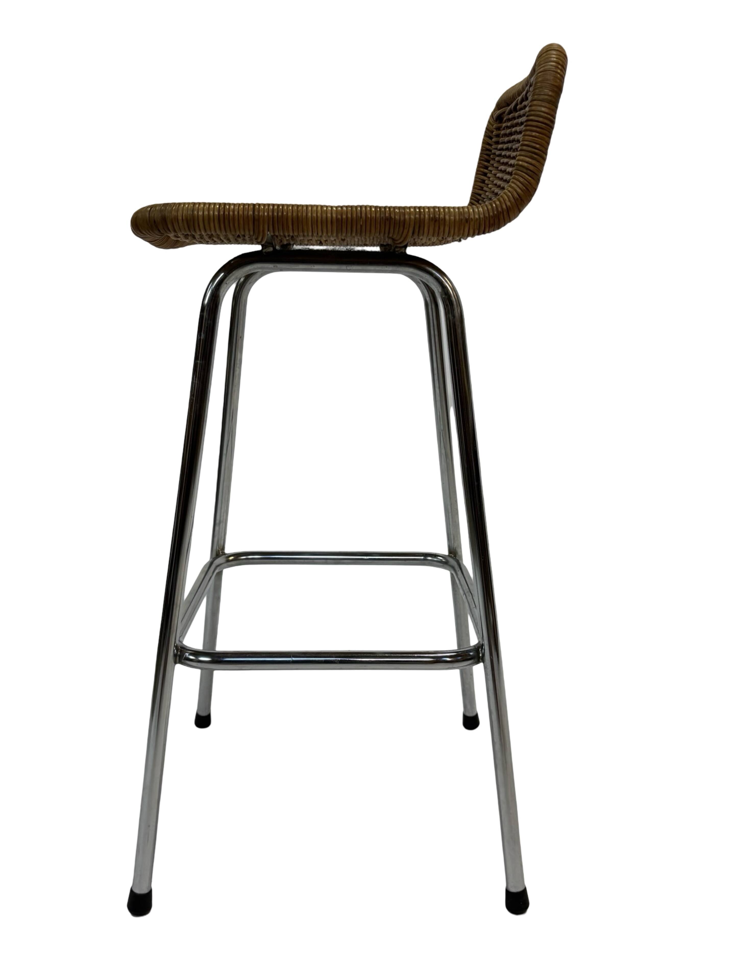 Set of 4 vintage bar stools Dirk van Sliedregt Rohe Noordwolde 1960's