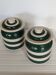 Paire de pots collector anglais Cornishware rayures vertes années 60