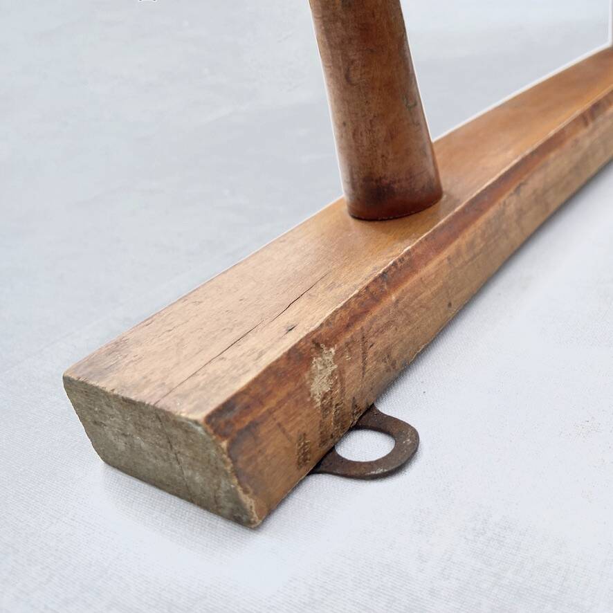 Vintage wall-mounted coat rack in solid wood with 5 hooks - Bistro style