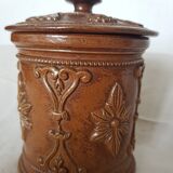 Ancien pot à tabac en grès de Beauvaisis décor floral Parfait état