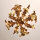 Hollywood Regency Vintage gold plated ceiling lamp porcelain roses Italy