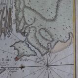 Martigues pond Old geographical map 18th century engraving 1764 by Bellin