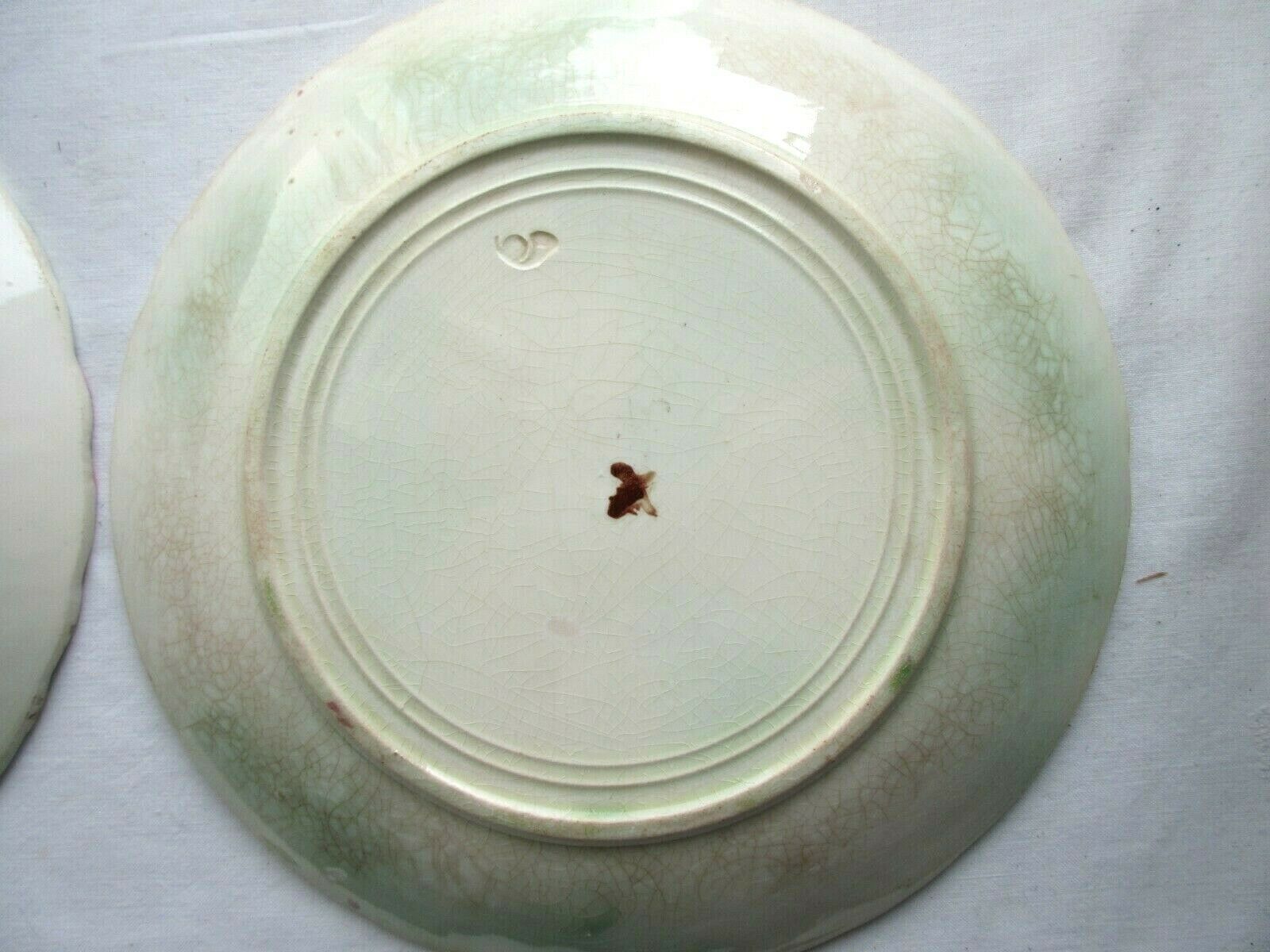 6 Plates dessert in Art Deco barbotine The ROSES of Onnaing, brand with bugle