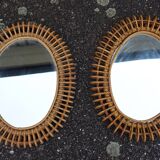 Pair of rattan mirrors attributed to Franco Albini, Italy 1950.