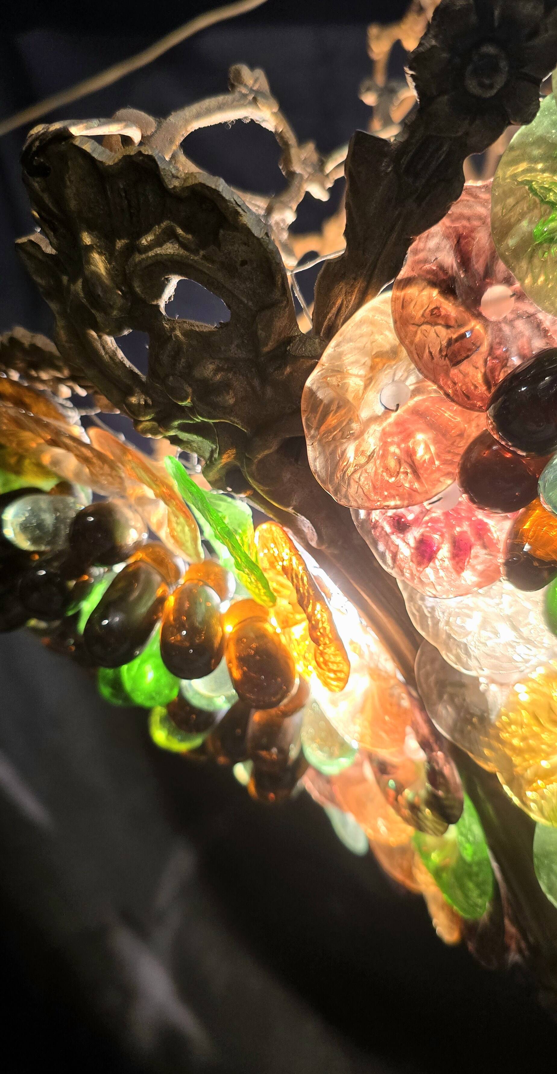 Murano chandelier in bronze and bunches of grapes