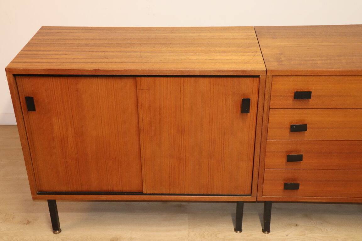 Vintage sideboard in wood and metal, 1960s