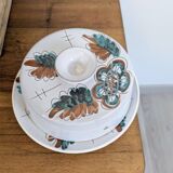 Vintage cheese service in ceramic with floral decoration from the 70s.