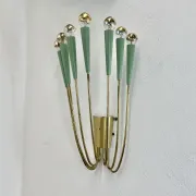 Large brass wall light in stilnovo style, 54 cm, italy, 1950s