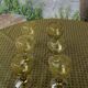 6 wine glasses in khaki green hand-blown glass, large model, vintage