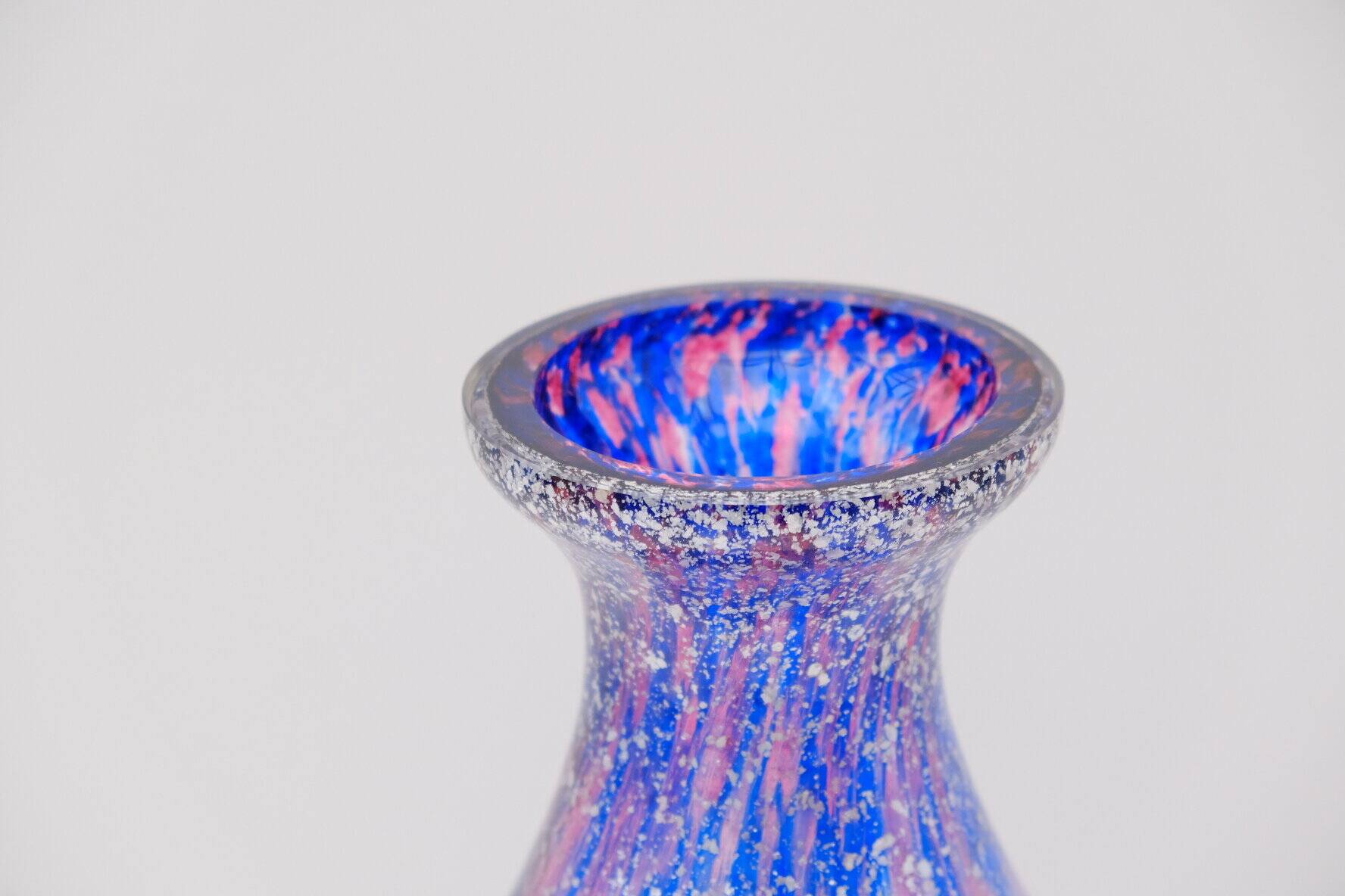 MURANO glass vase with silver leaf inclusions, 1970