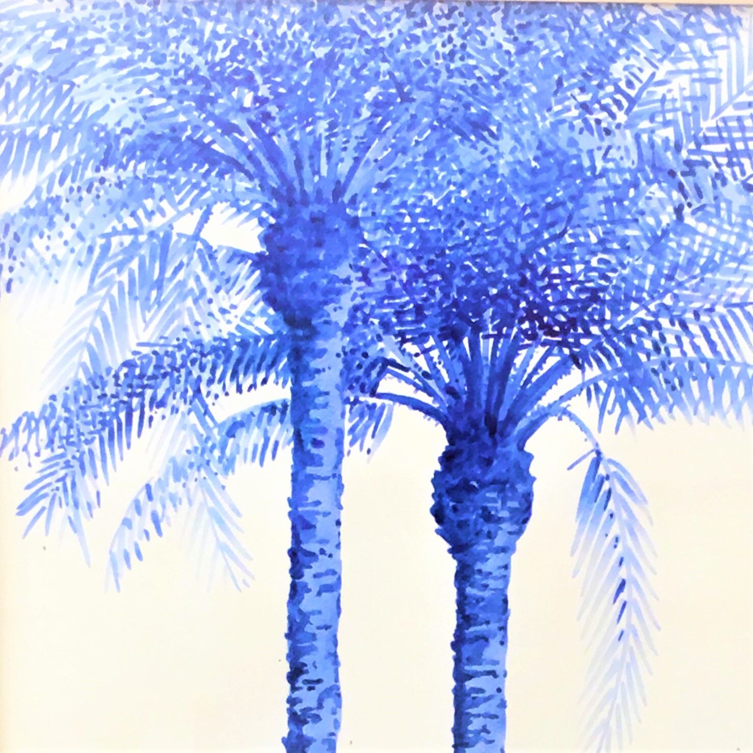Dessin Palmiers Bleu