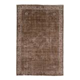 Mid-century handmade turkish area rug in brown and beige color 199x300 cm