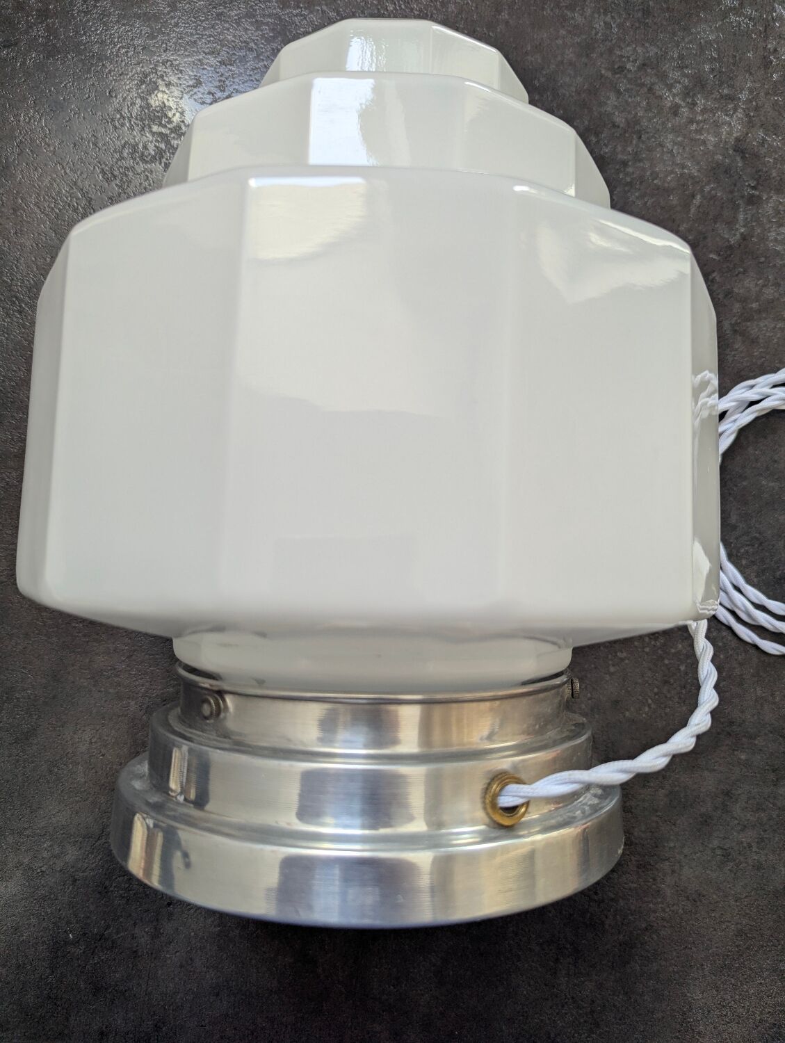 Vintage Skyscraper ceiling light, opaline glass table lamp, Bauhaus.