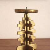 Brutalist vintage heavy brass candle Holder.