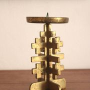 Brutalist vintage heavy brass candle Holder.
