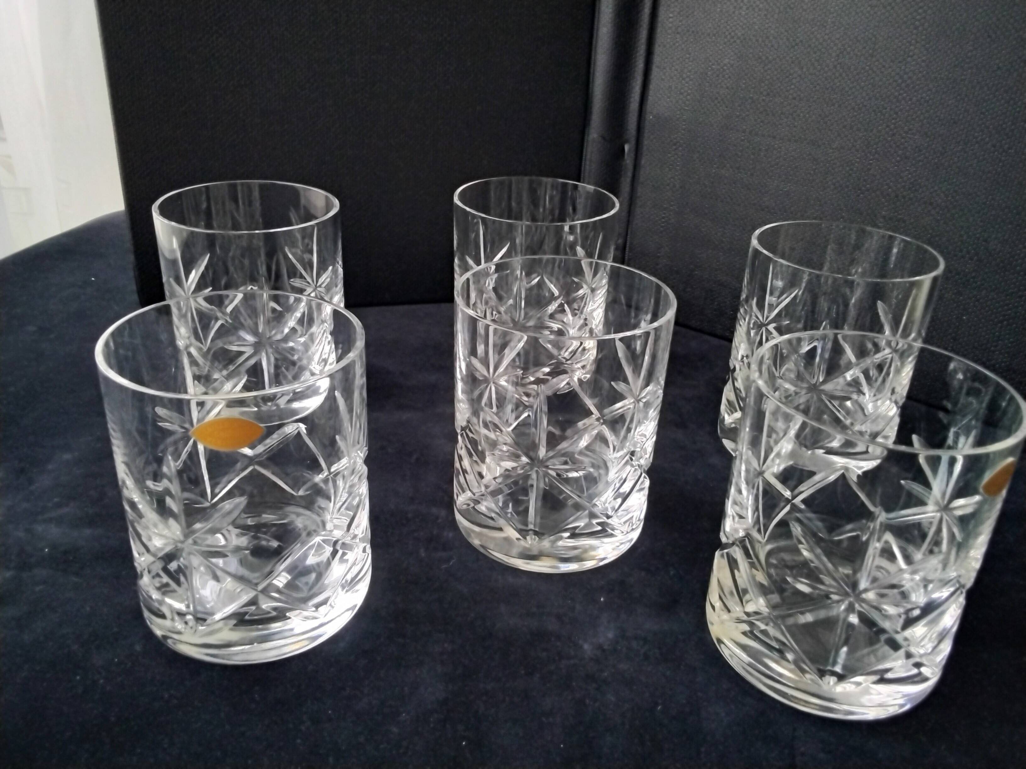 Set of 6 hand-cut crystal whisky glasses
