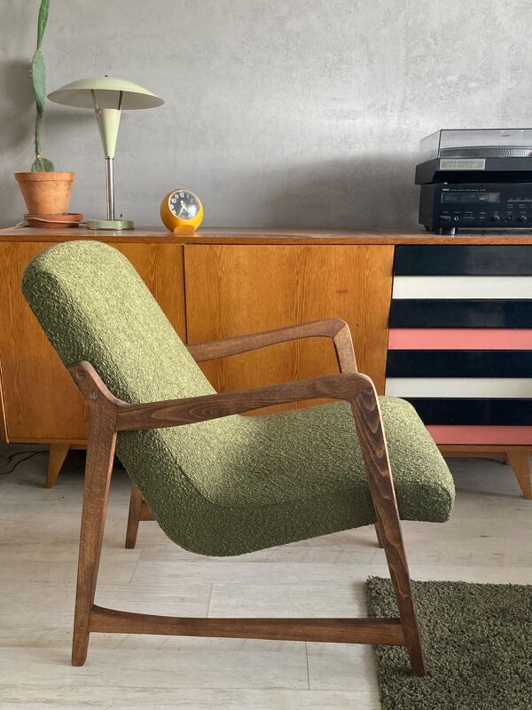 Fauteuil polonais original du milieu du siècle « type 364 » de la fin des années 50. Conçu par Barbara Fenrych-Węcławska