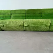 Modular green velvet corner sofa, 1970s