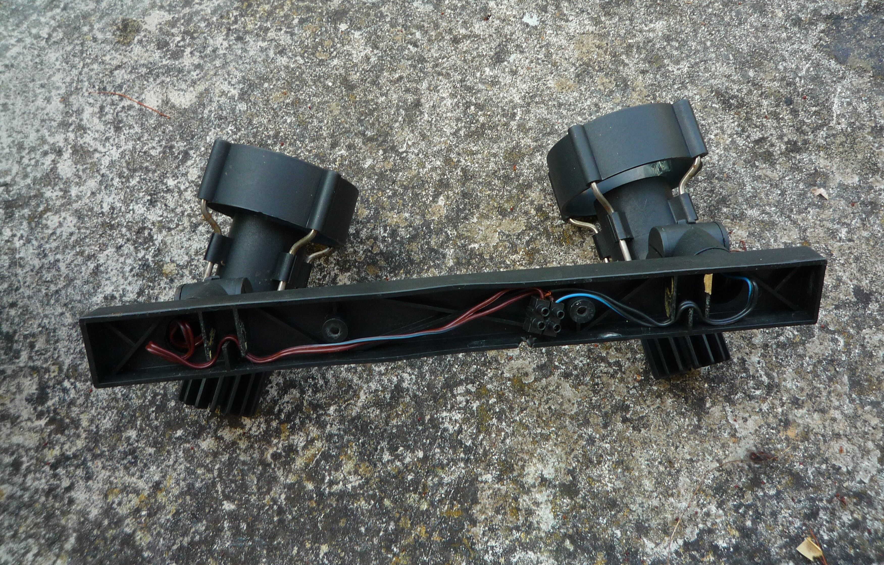Ramp of black spotlights, vintage 1980s