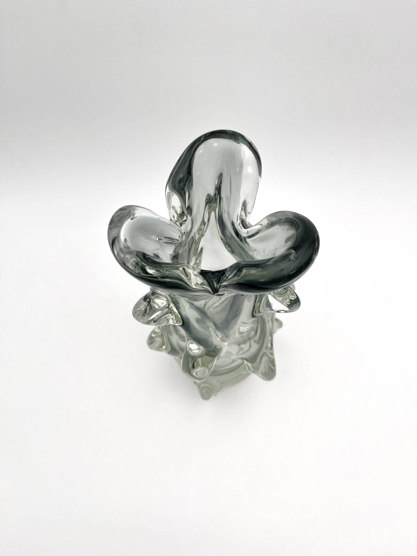 Large Murano Vase Smoked Glass Sculptural 31.5cm 3.1kg