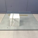 Travertine and brass coffee table by Artedi, 1980s