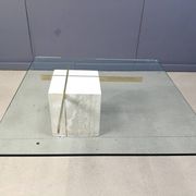 Travertine and brass coffee table by Artedi, 1980s
