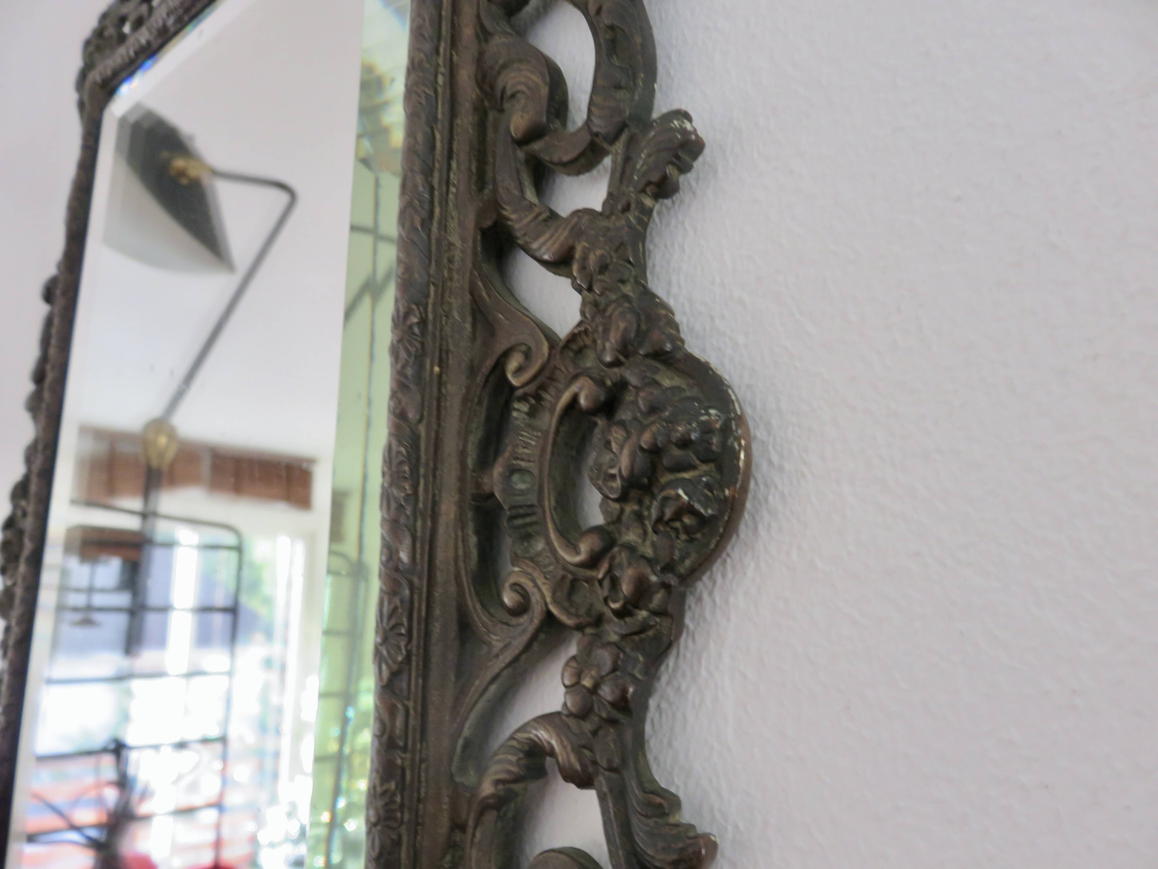 French cast iron mirror "Bacchus" god of wine, 1920s - 1930s