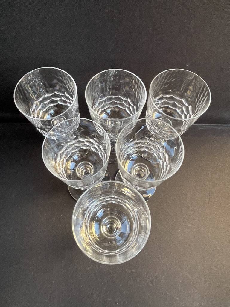 6 Blown and cut crystal water glasses – Art Nouveau