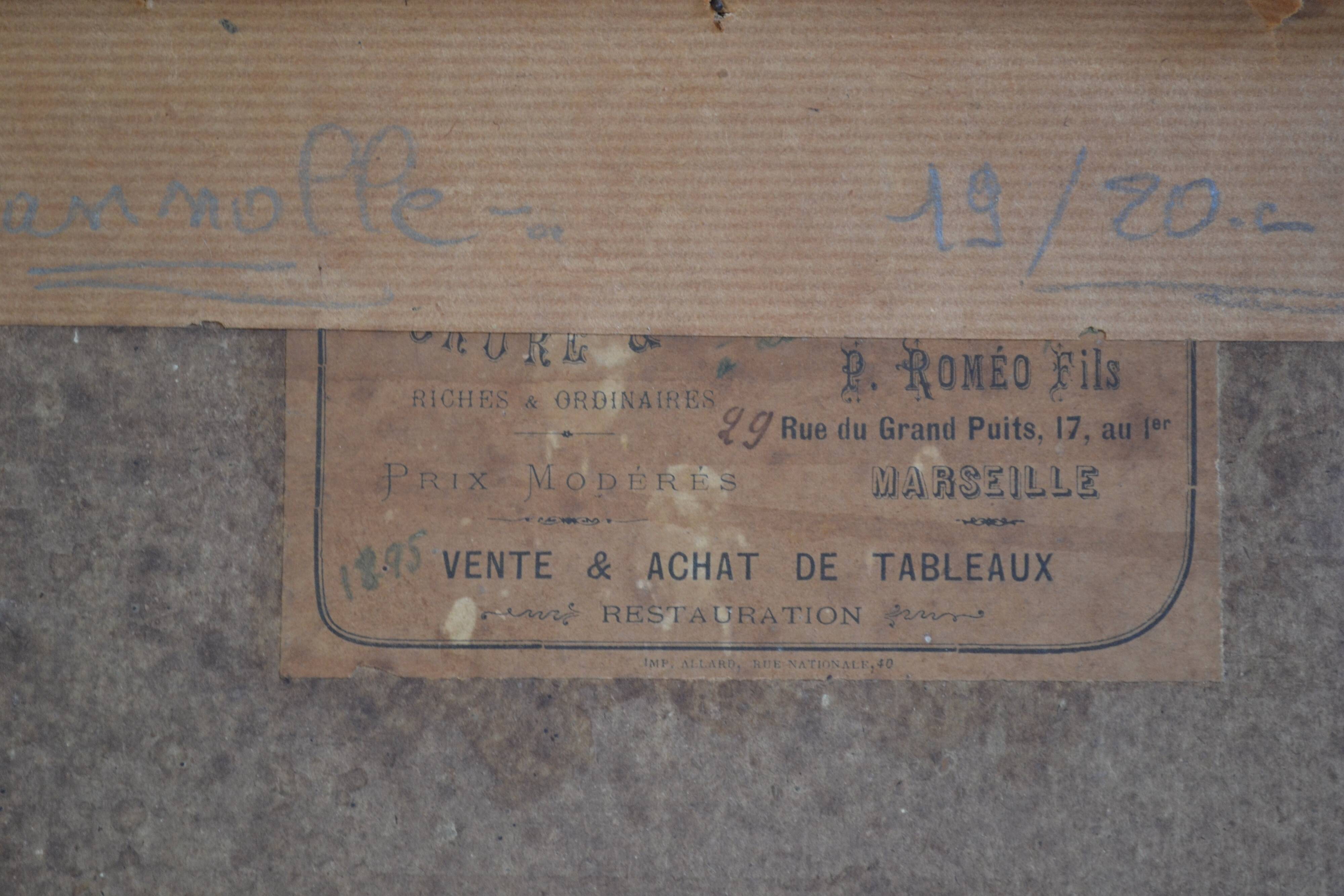 Old watercolor painting of seaside landscape signed H. Jeannolle 19th century