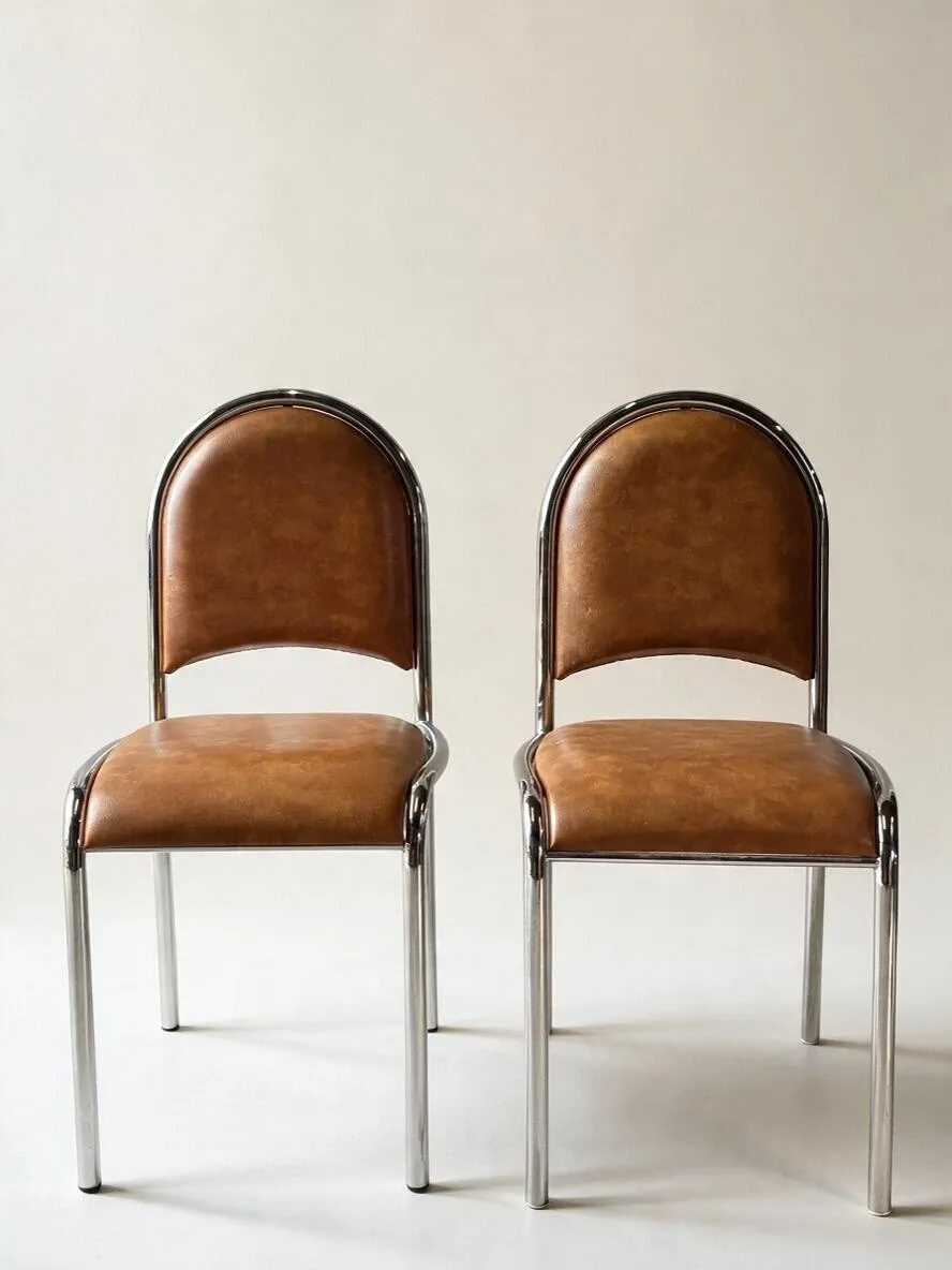 Set of 4 vintage tubular chrome chairs