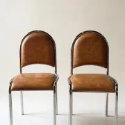 Set of 4 vintage tubular chrome chairs