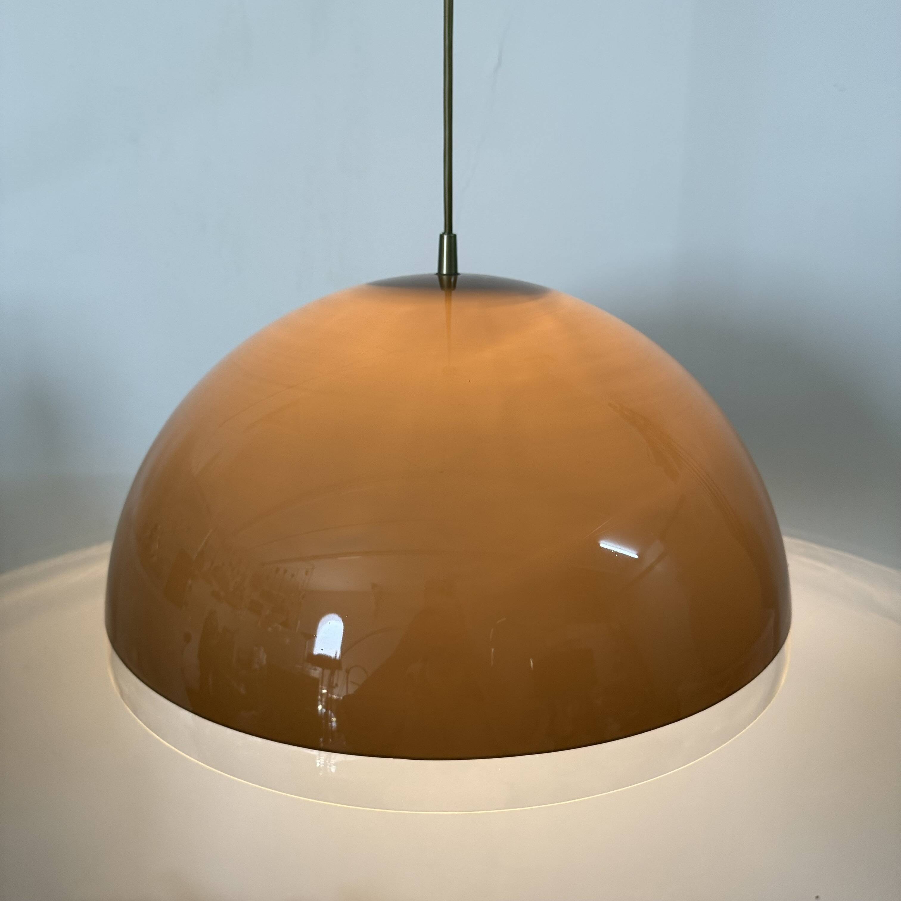 Mushroom hanging lamp brown , 1970s