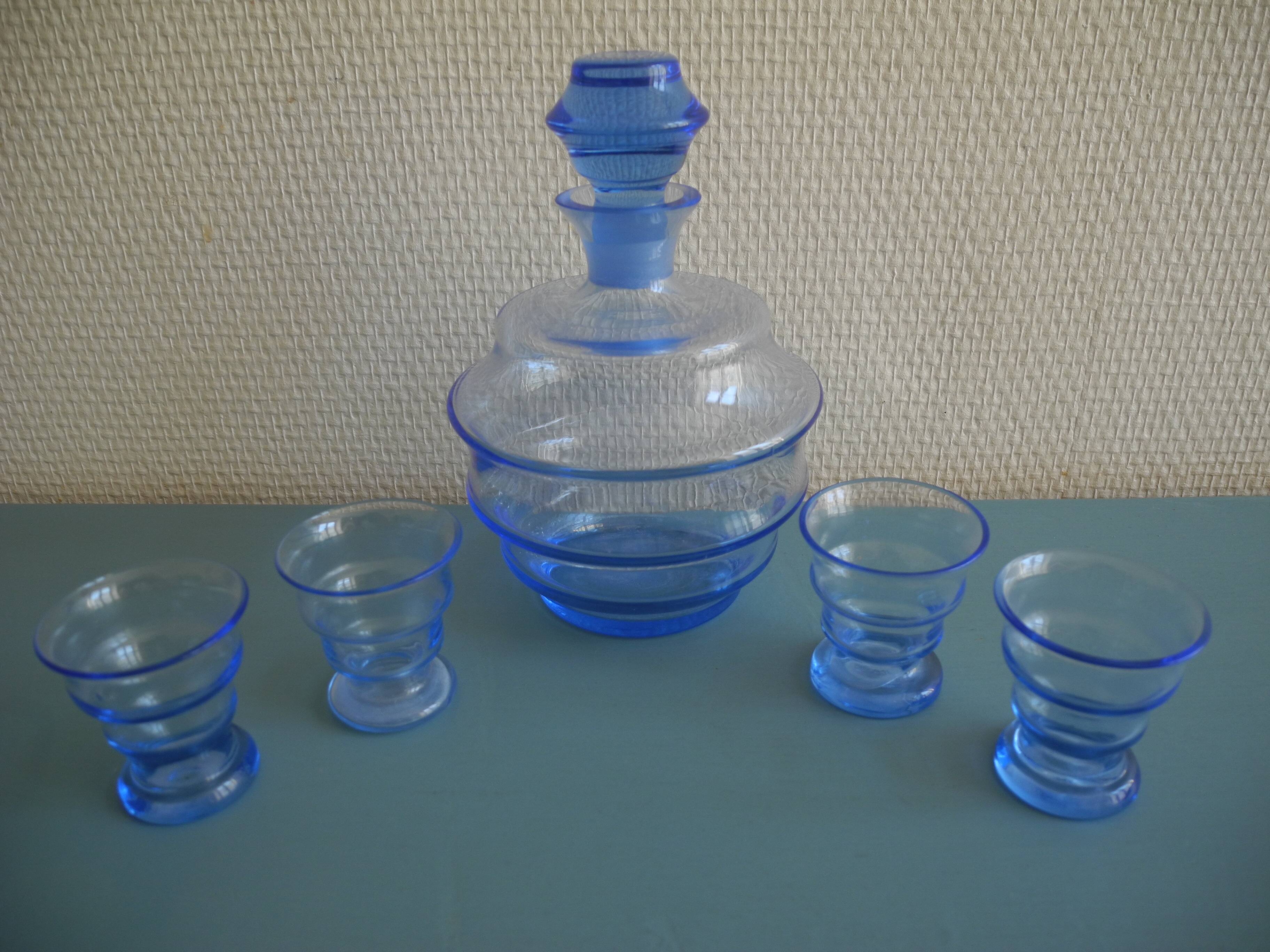 Liqueur service carafe crystal glasses bohemian crystal glasses