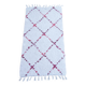 Tapis artisanal en coton recyclé - Réversible - Rouge et blanc