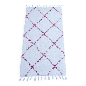 Tapis artisanal en coton recyclé - Réversible - Rouge et blanc
